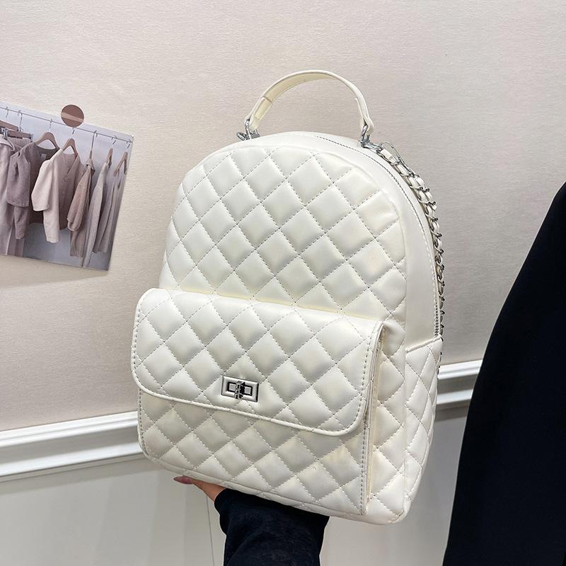 Весенне-летняя новая женская сумка, уличный дорожный рюкзак, ромбовидная вышивка нитью, универсальная простая сумка на цепочке