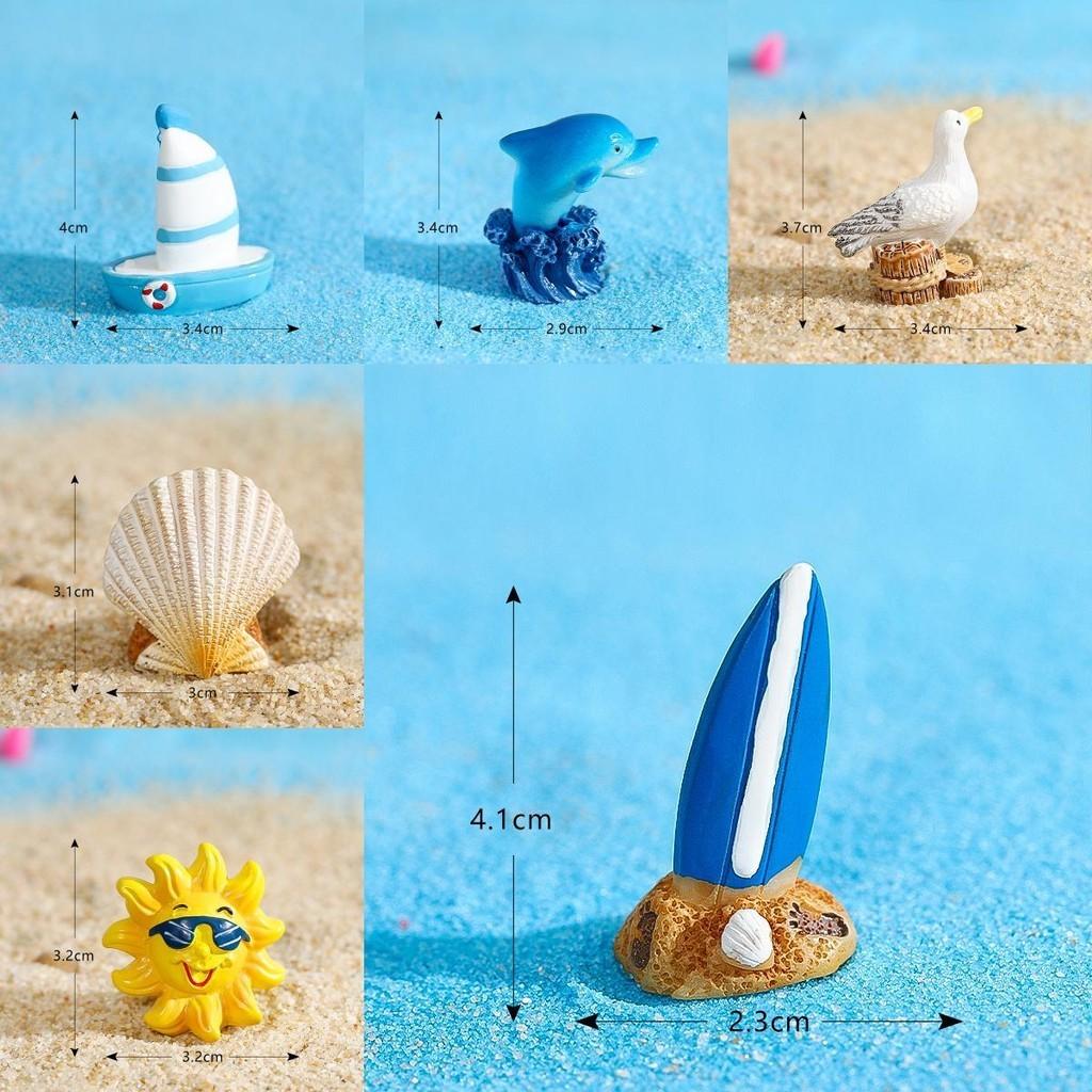 Charming Resin Surfboard Sailboat Seagull Seashell Beach Decor Miniatures Modern