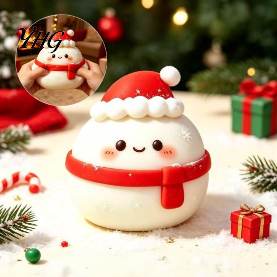 Christmas Daifuku Decorations Stress Relief Toy, Slow Rebound Steamed Bun Squeeze Crunchy Ball Sensory Holiday Party Favors for Kids Adults Reliever