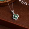 Jade four-leaf clover sterling silver necklace girls light luxury niche 2025 new new Chinese birthday gift for girlfriend