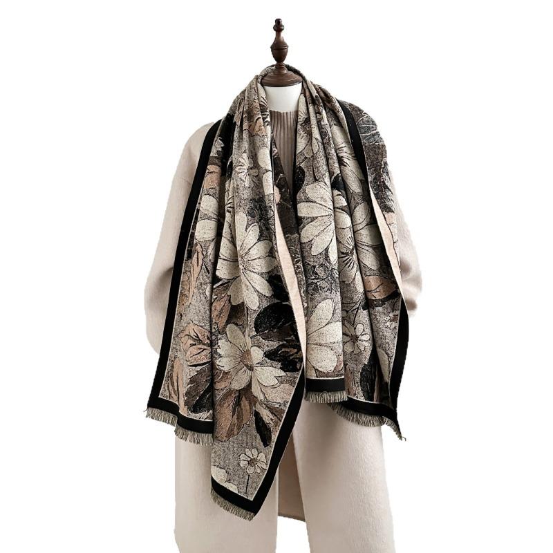 Autumn New Imitation Cashmere Scarf Fresh and Sweet Little Daisy Print Scarf Dual-purpose Multi-function Warm Scarf Shawl
