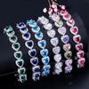 WWJ 6 Color Option Silver Color Heart Shape Tennis Bracelet