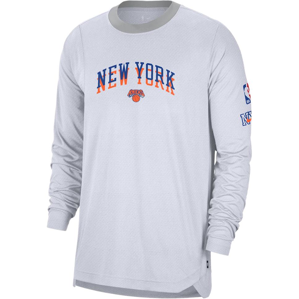 Nike Свитшот с круглым вырезом NBA, длинный рукав, сезон 2024/25, Городская версия, Нью-Йорк Никс, Баскетбольная майка, Унисекс майка, Белый, FZ0106-100