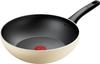 Titanium Excellence Vanilla Beige Wok 28cm Deep Induction and Gas Free of PFOA and Other Harmful Beige [Online Exclusive] T-fal "IH Pan" Stir-fry Pan,