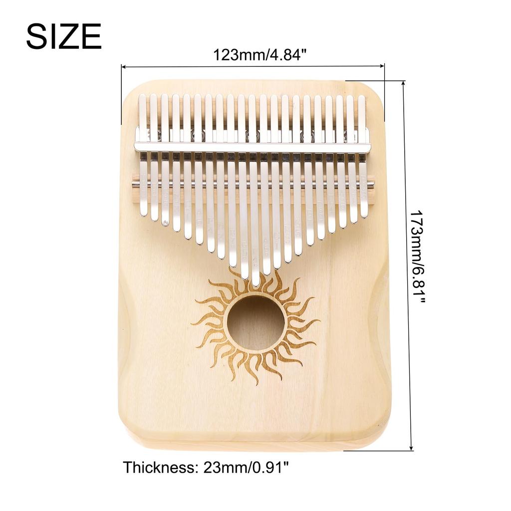 Uxcell 21-клавишное пианино для большого пальца, мини-портативное пианино для пальцев, клен, узор солнца, защитная сумка, настроечный молоток и инструкции по обучению музыке,