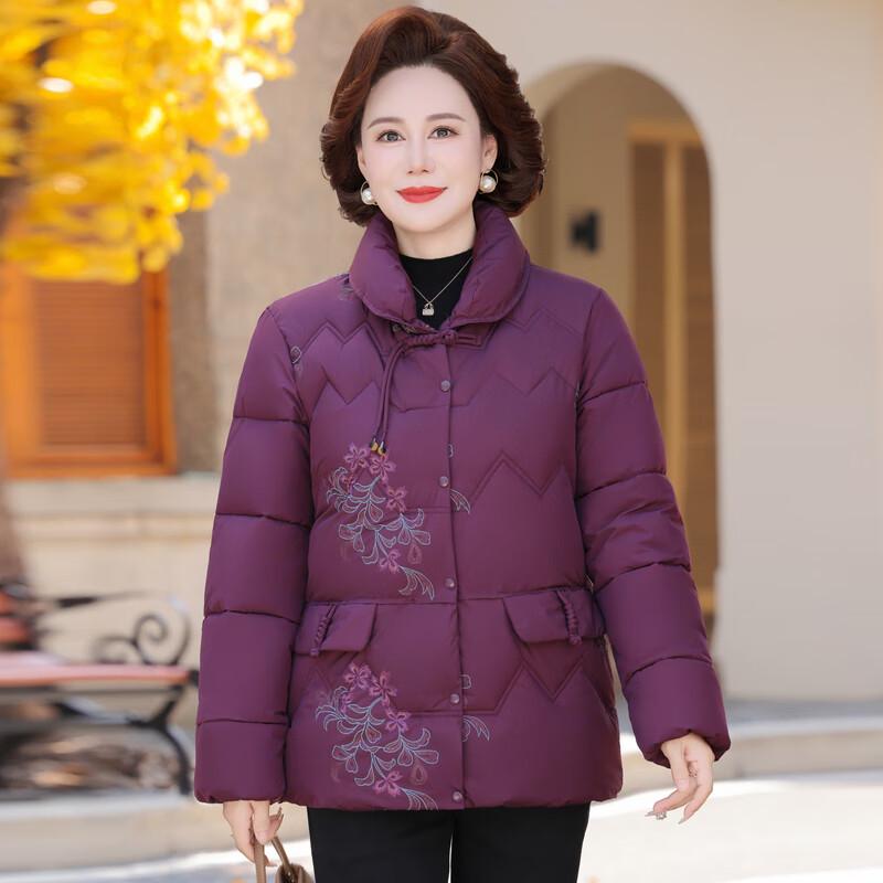 Женская зимняя куртка с цветочной вышивкой и плюшевой подкладкой большого размера