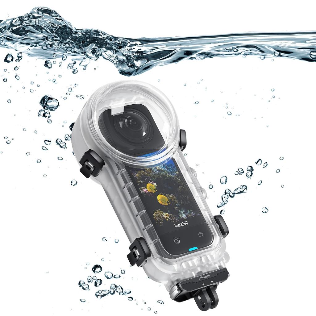 Waterproof Case Invisible Dive Case for Insta360 X4 50m 164ft Waterproof Housing with Screw Quick Connect Magnetic Adapter Mount 1/4 Hole,