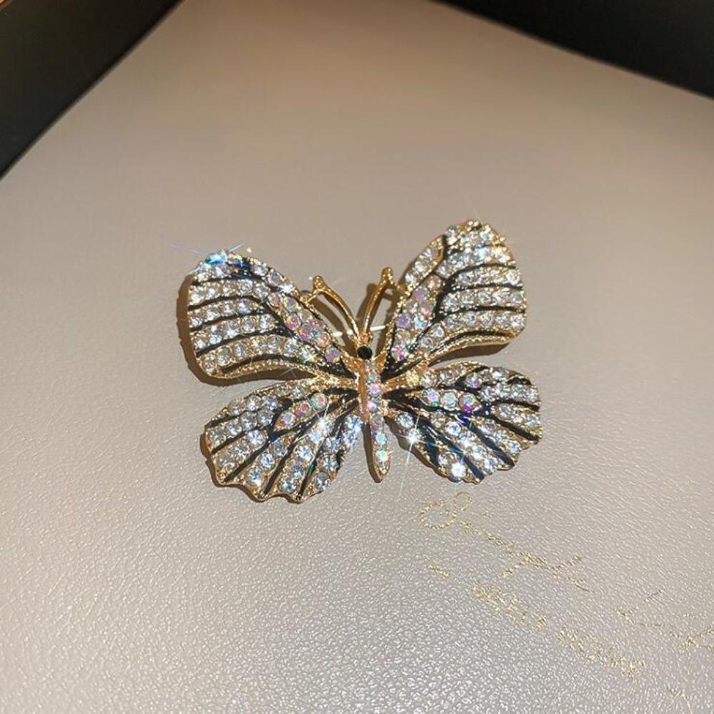 Fashion Vintage Butterfly Brooches Metal Alloy Colorful Cardigan Clip Crystal Insect Sparkling Enamel Pins Party Jewelry