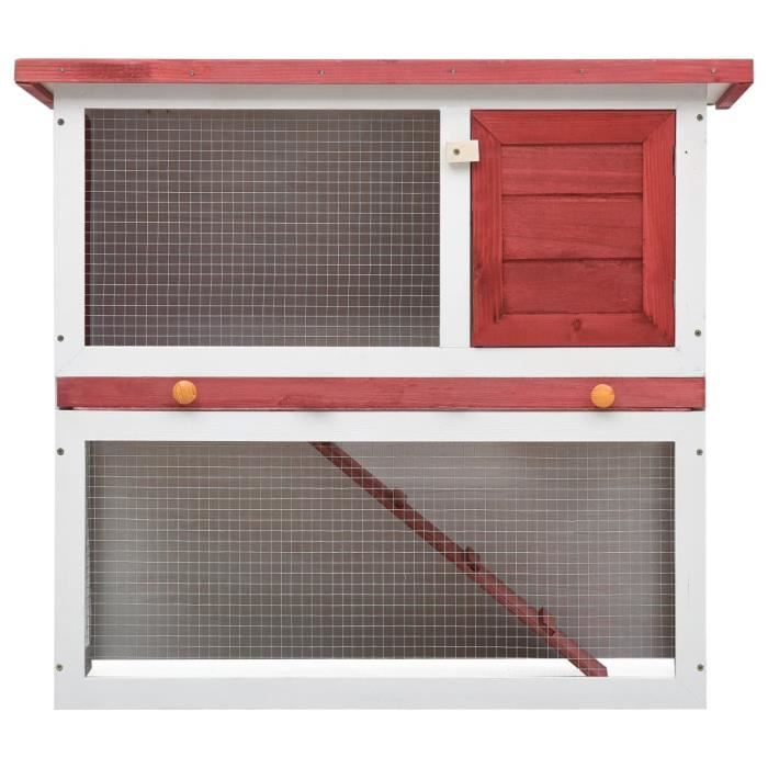 Outdoor Rabbit Hutch - vidaXL - Red - Wood - 90x45x80 Cm - For Rabbits