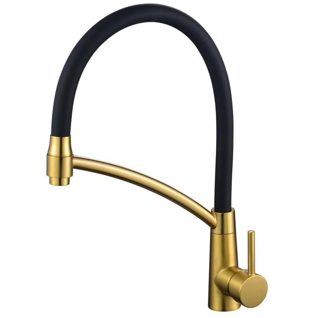 Вращающийся полностью медный выдвижной кухонный смеситель для горячей и холодной воды