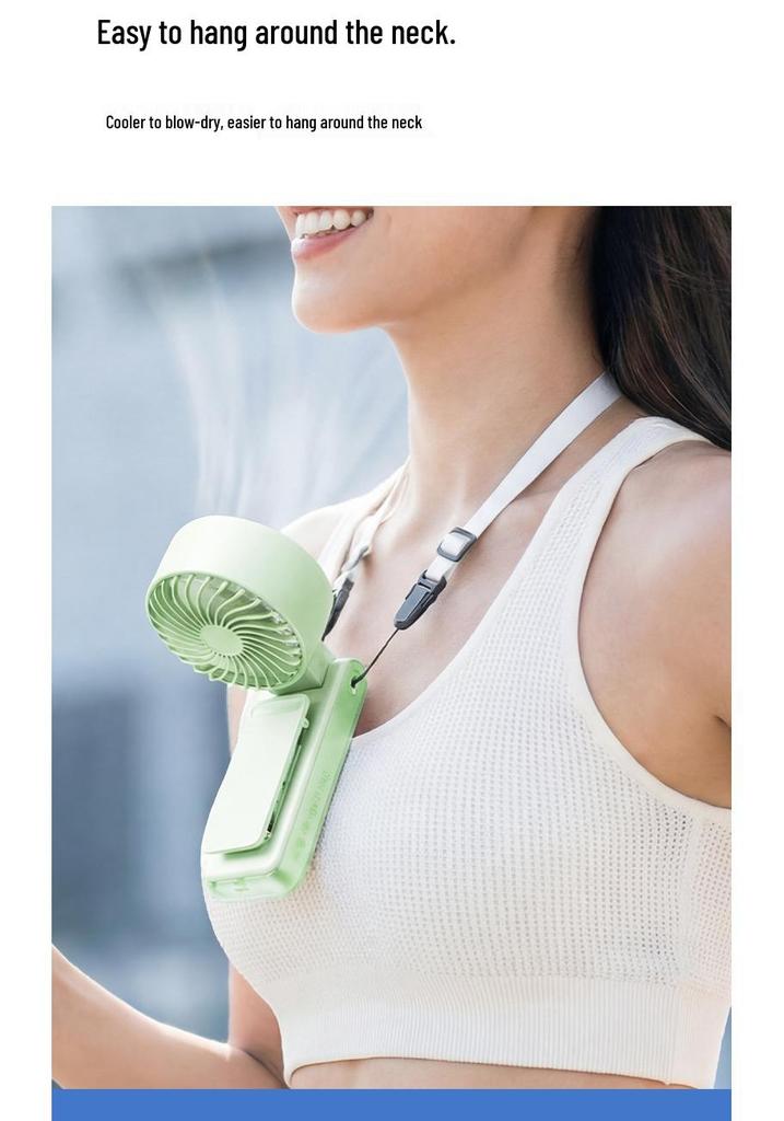 Portable Neck-Hanging USB Fan with Digital Display and Folding Design
