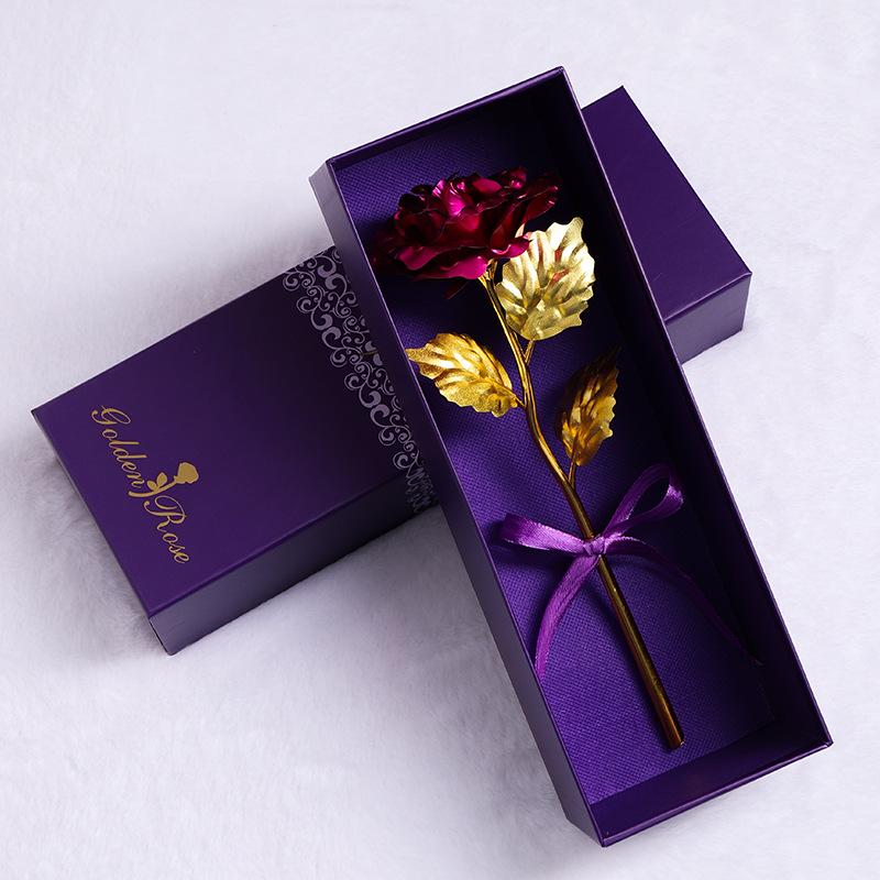 Подарочная коробка с гвоздикой из золотой фольги - 24-каратная золотая роза для китайского Дня святого Валентина