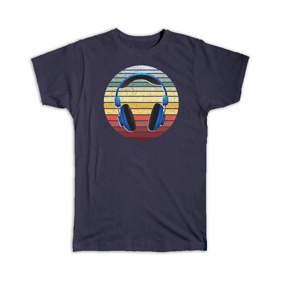 Gift T-Shirt : Headphones Gradient Colors Musical Art Poster Decor Retro Rainbow
