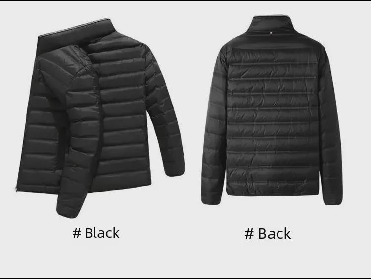 Men's Plus Size Light Down Cotton Jacket - Stand Collar, Autumn/Winter, Casual Fit
