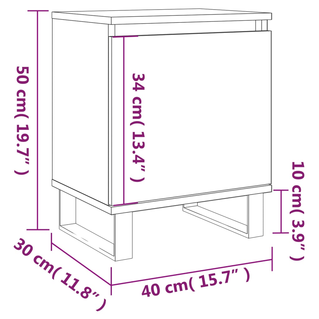 Nightstands (2 pcs) Smoked Oak 40 x 30 x 50 cm Particleboard