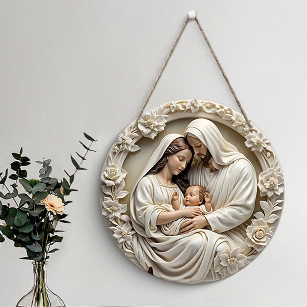 Изготовленная вручную деревянная табличка с изображением Иисуса и Девы Марии, настенное украшение для религиозного украшения дома