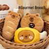 Creative Piggy Bread Capybara Cartoon Brooch Doll Toy Figurine Pin