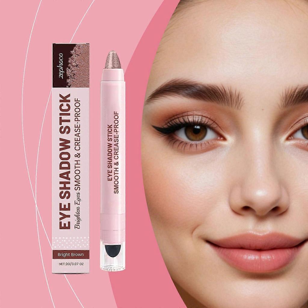 Bright Brown Shiny Cream Eyeshadow Stick - Natural Color-Shifting Long-Lasting Makeup Glitter Eyeshadow Stick