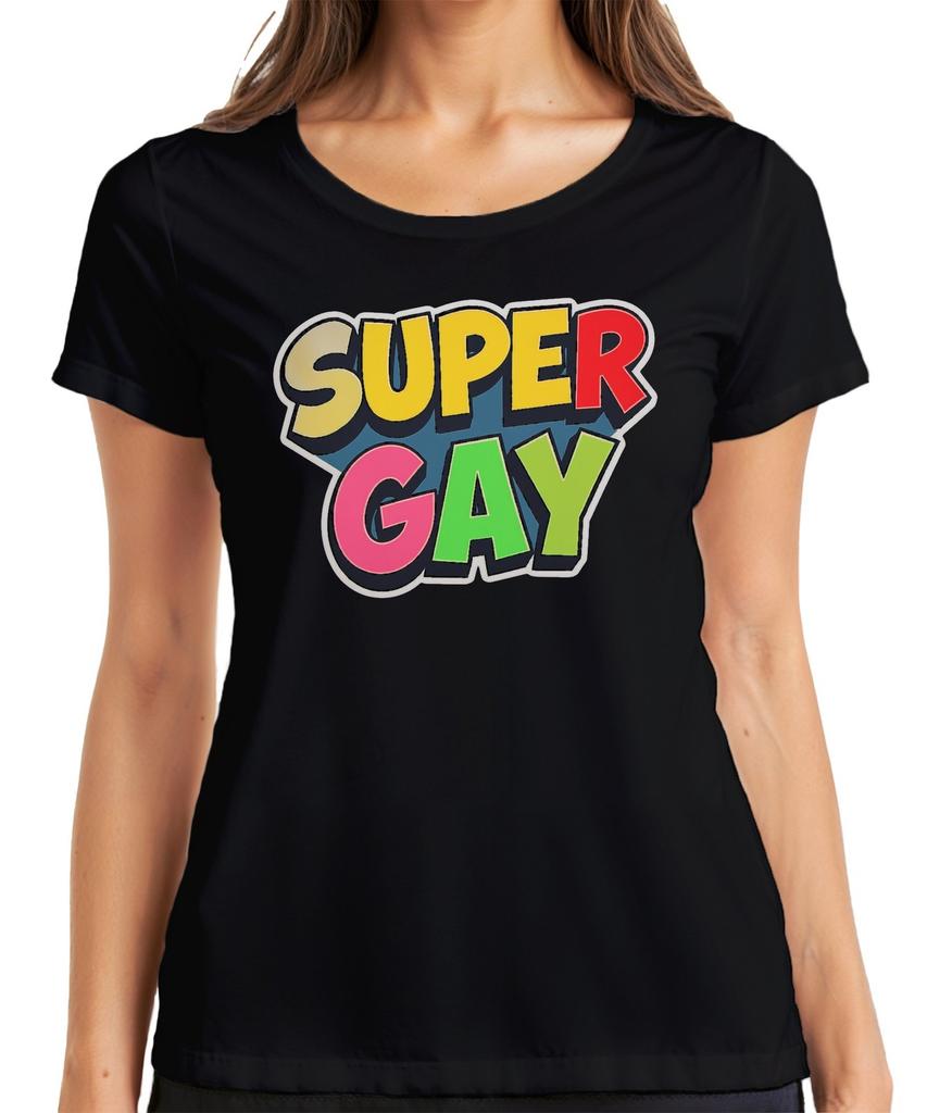 SUPER GAY Rainbow Pride LGBT Queer Pride Colourful Gift Parade Womens T-Shirt
