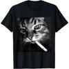 Кот-курильщик Забавный курящий кот Мем Глупый мозг Т-Ширт(4)