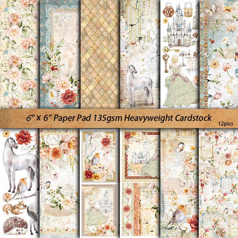 Грейс 12 Листов Ретро Европейский Замок DIY Бумага