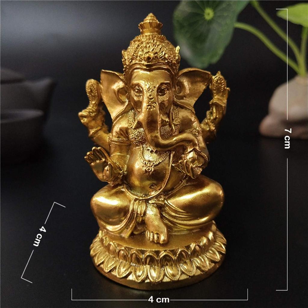 Ganesha God Indian God Gold Ganesha Elephant Object Interior Good Luck Money Luck Increase Business Prosperity Feng Shui Goods (B)