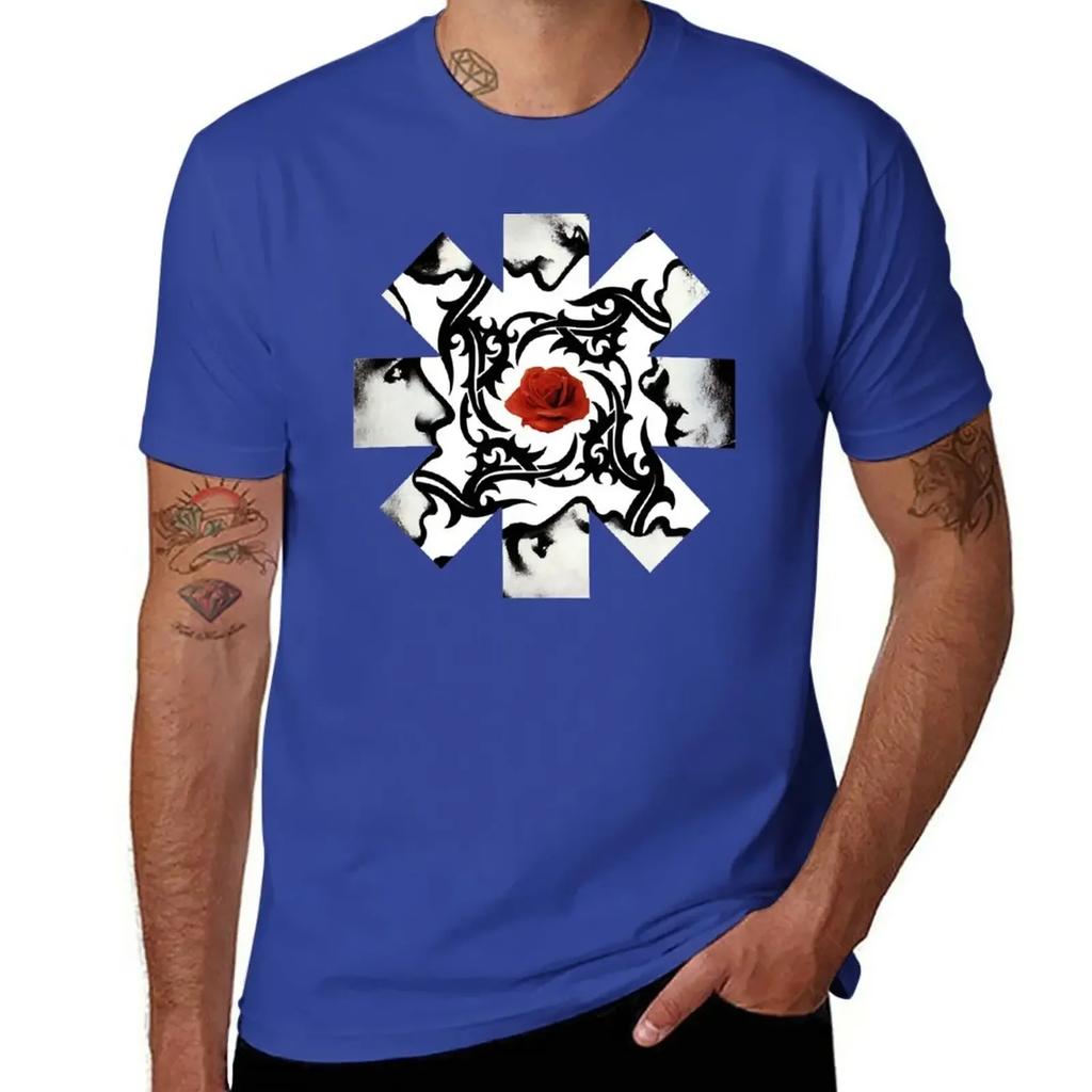 Red Rose on Center T-Shirt tops Aesthetic clothing big and tall t shirts for men