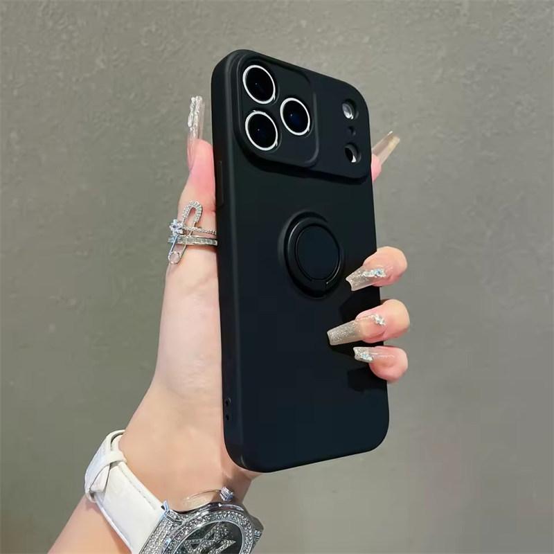 Противоударный чехол для телефона с подставкой-кольцом для iPhone 17 Air 16e 15 14 13 12 11 Pro Max Plus Xs XR Mini Матовый силиконовый мягкий чехол