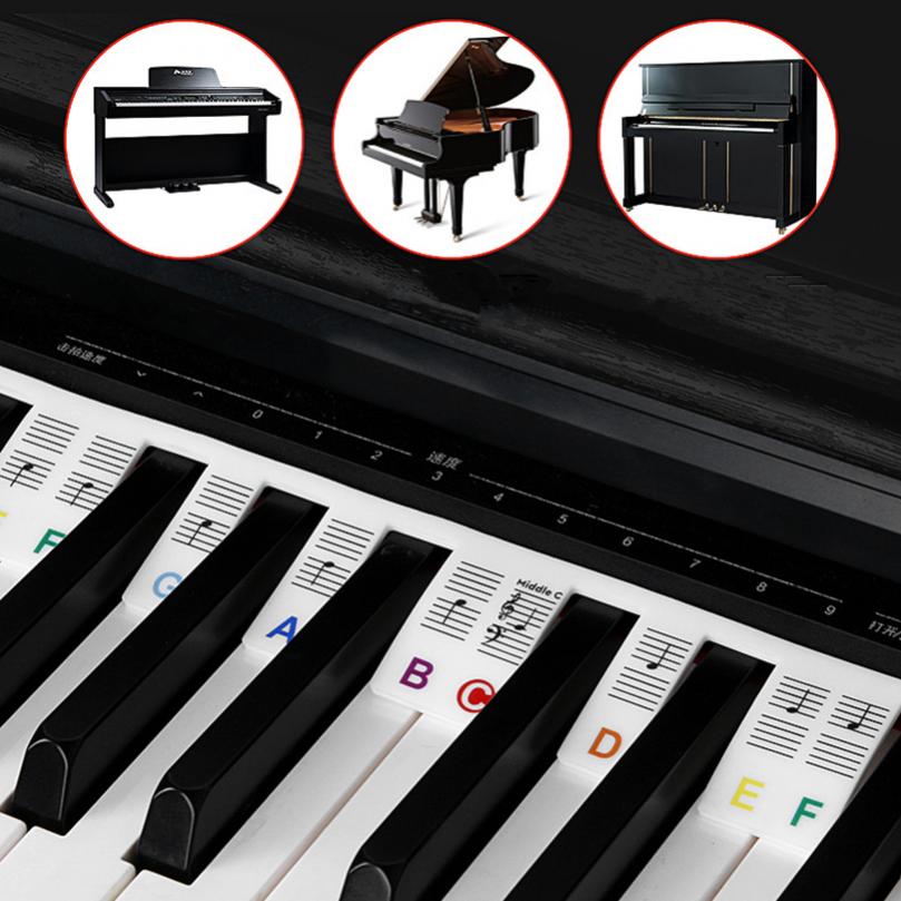 61 клавиша, цветной маркер для фортепиано, силиконовые полоски, без пасты, без клея, накладка для начинающих/детей с чехлом