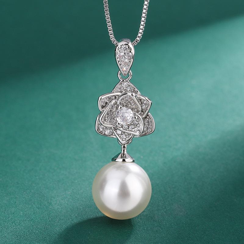 Набор Камелия 12мм Жемчужное Ожерелье Новая Инкрустация Серые Бусины Камелия Жемчужные Серьги-Пуссеты Ожерелье