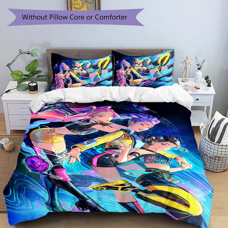 KPOP Hunter 3pcs Bedding Set Duvet Cover Closure Includes 1 Duvet Cover & 2 Pillowcases for All Seasons Bedroom Home Dorm Decor
