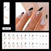 24pcs Nail Tips Manicure Press On Nails Diy False Nails Long Almond Foil Wavy Leaf French