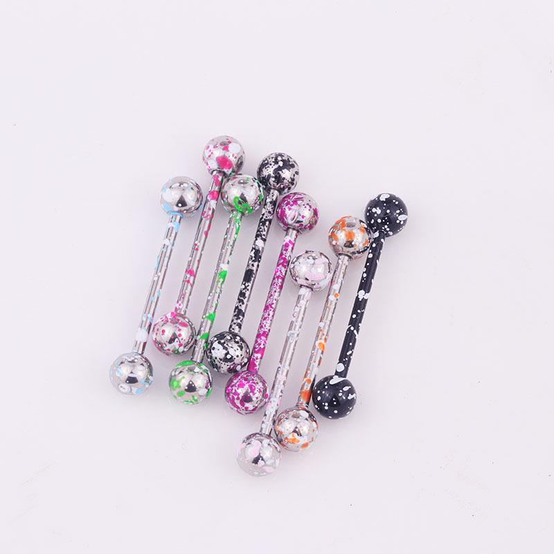 8-Color Lacquered Tongue or Nipple Stainless Steel Piercing Jewelry
