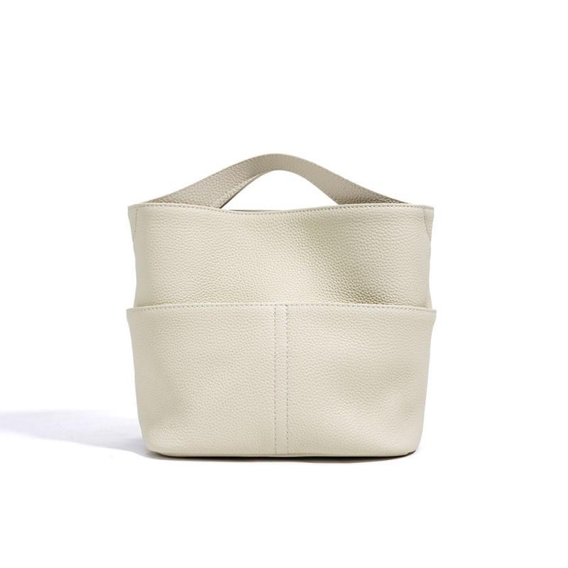 High End Fashion Handheld Versatile Bucket Bag Genuine Leather Simple Handbag Shoulder Crossbody