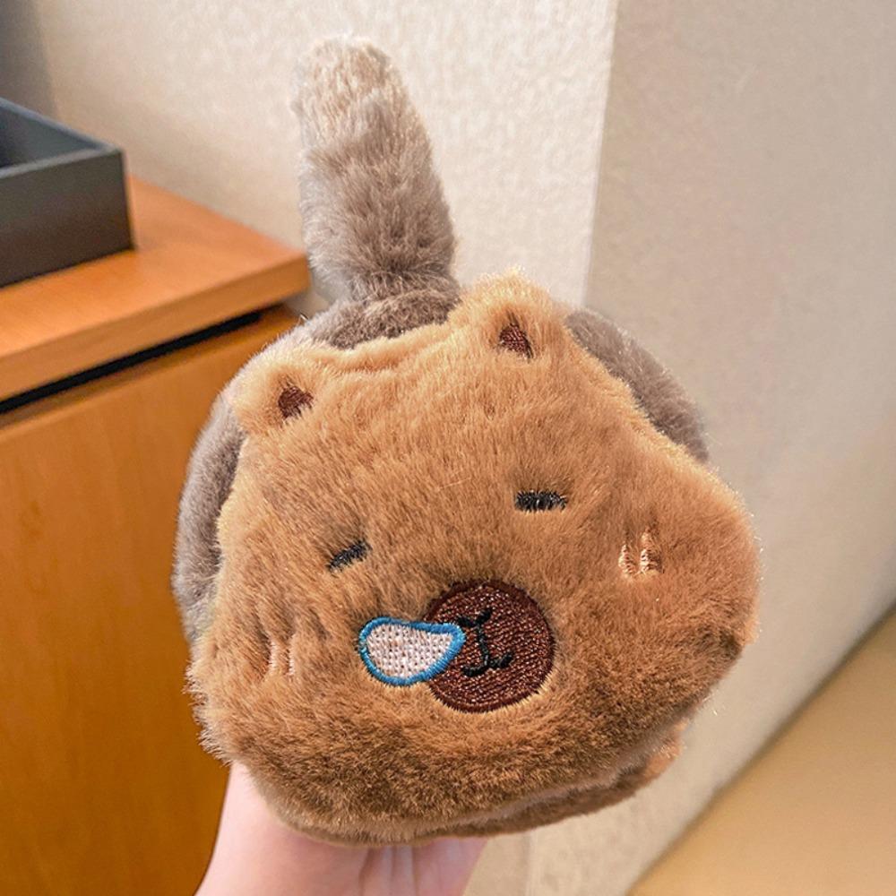 Теплые наушники-капибары, плюшевые зимние наушники, новая шапка-ушанка, детские