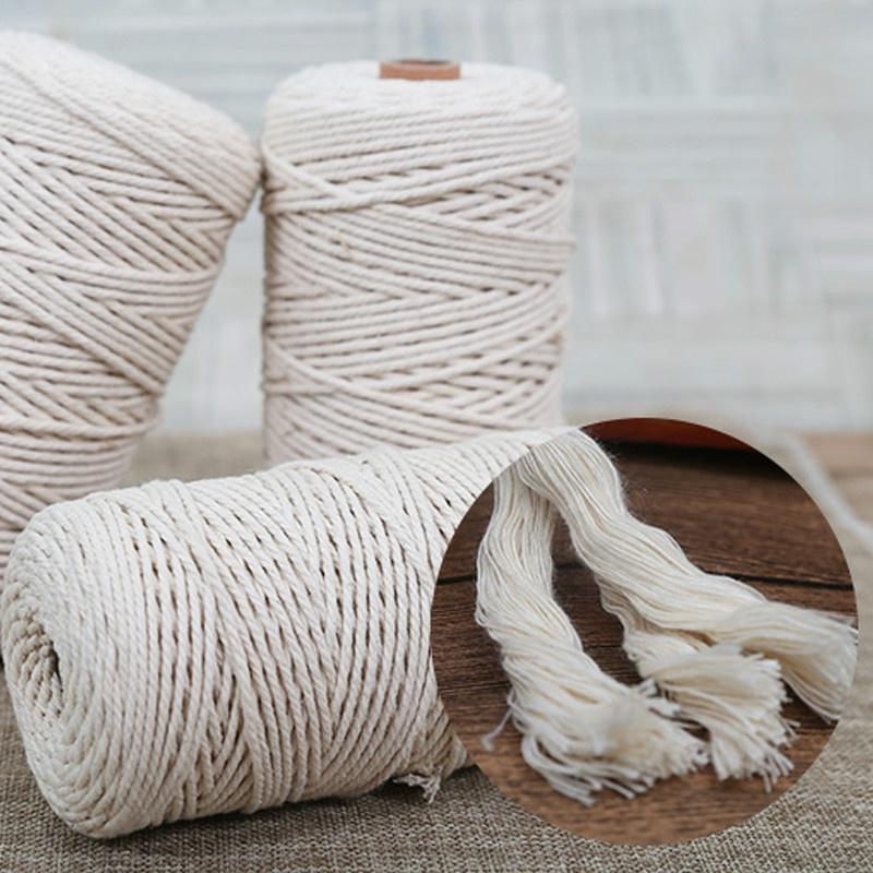 100/200 м 3 мм натуральный бежевый хлопковый витой шнур ремесленная веревка для макраме DIY ремесло