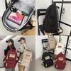 Ulzzang Canvas Backpack For Girls Korean Style Fashionable Streetwear Nylon Material Cow Print Design