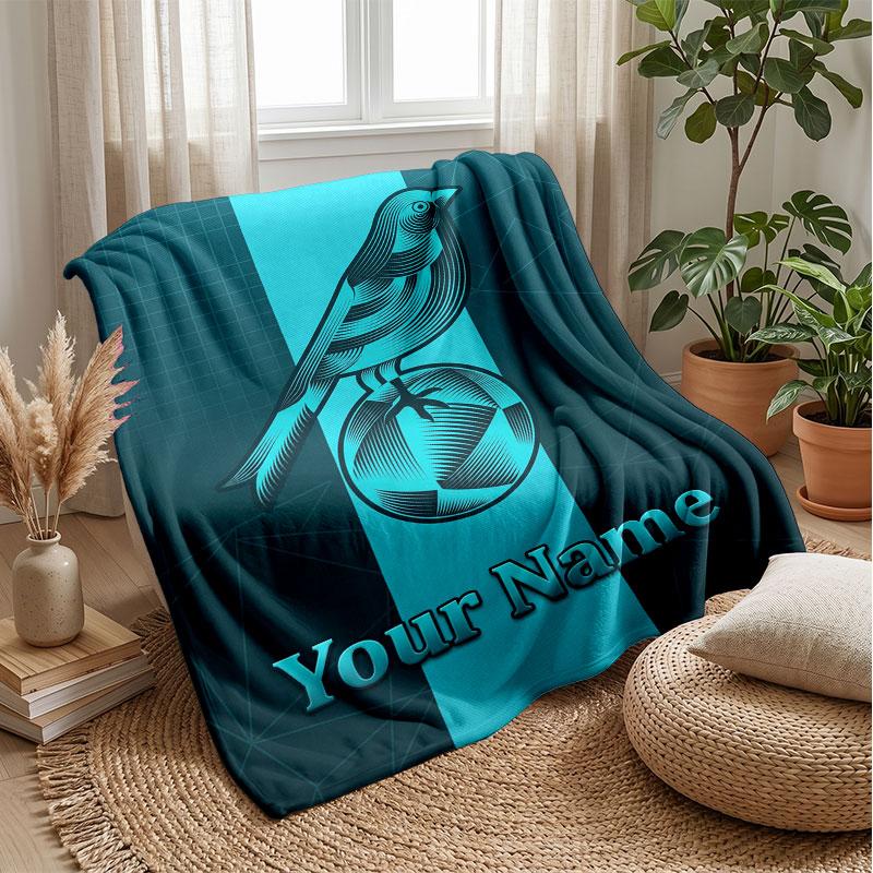 Norwich City Custom Name Text Flannel Blanket Soccer Logo Personalized Fleece Throw Blanket Special Gift For Sofa Bedroom Home