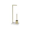 Toilet Paper Holder + Toilet Brush In Golden Metal