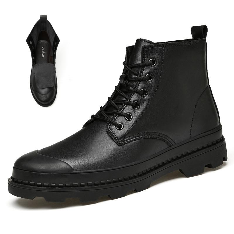 Классические мужские ботинки Zapatos De Hombre Теплые мужские ботинки Зимняя модная обувь Мужской дизайн Кожаные удобные мотоциклетные ботинки Большой размер 47