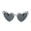 Heart Big Frame Love Inlaid Pearl Fashion Ladies Sunglasses Wedding Decorative Glasses for Party Use