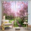 Mount Fuji Pattern 3D Digital Printed Curtain Living Room Decorated with Two Panels of 90 G Polyester Fiber Curtain Fabric