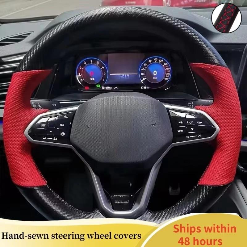 Car Steering Wheel Cover Leather For Volkswagen VW Atlas Golf 8 Mk8 Jetta Steering Wheel Braid Car Accessory