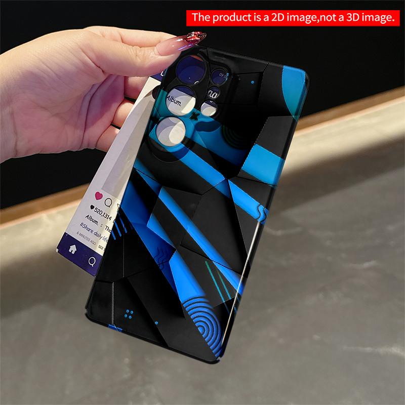 2DFlat Samsung phone case Blue Geometric Tech Pattern Phone Case Applicable to Galaxy S22 S23 S24 S25ULTRA S26 A12 A13 A14 A15 A16