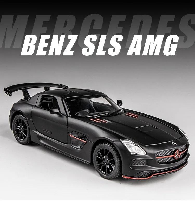 1:32 Металлическая модель автомобиля Mercedes-Benz SLS Литая модель автомобиля Симуляция Коллекция игрушечных автомобилей Подарки Модная коллекция украшений Подарок