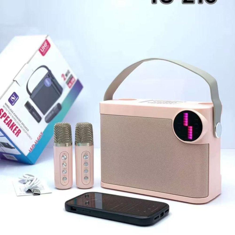Караоке-колонка с двумя микрофонами Bluetooth 5.3 Беспроводная микрофонная колонка Семейная вечеринка
