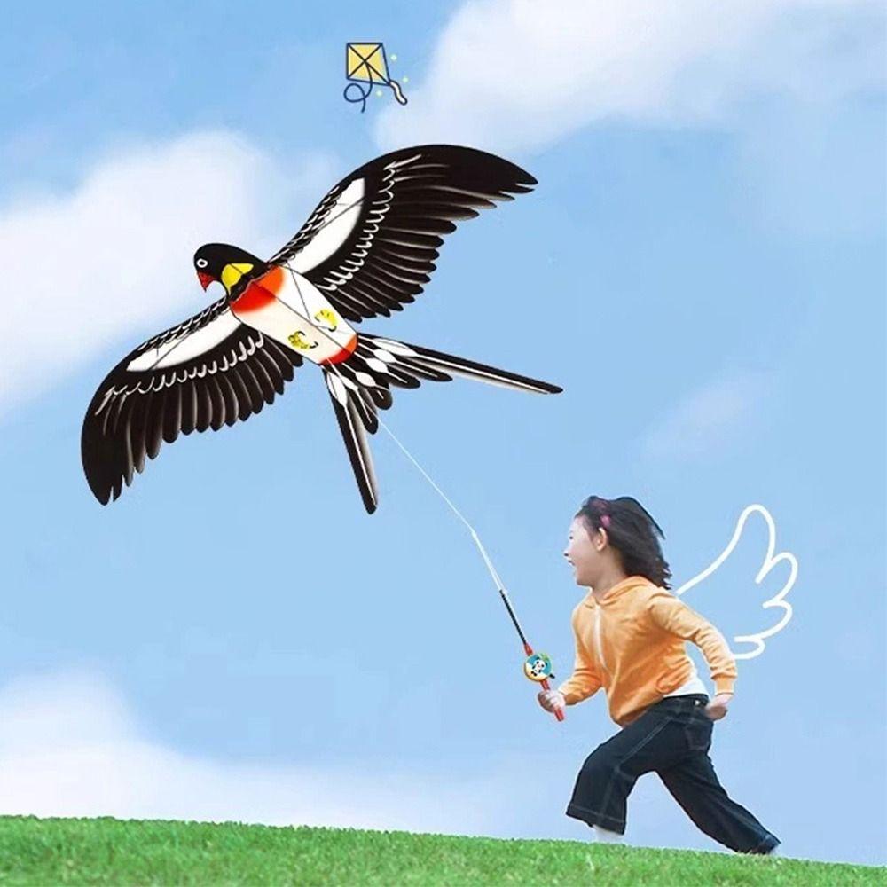 Dynamic Large Eagle Kites 30 Meter Fishing Rod Kite Plastic Eagle Kite Garden Outdoor Sports