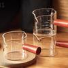 Glass Measuring Cup with Wood Handle Espresso Milk Coffee Mug 100ml Double Scale Clear Coffee Brewing Supplies