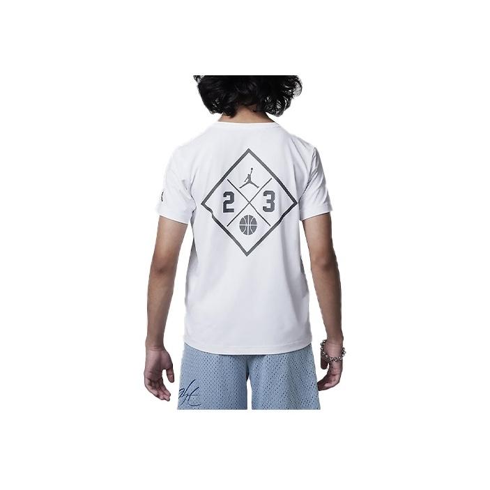 Jordan Jumpman Diamond Letter Number Logo Круглый вырез Повседневный свитер с коротким рукавом Футболка Детские футболки Белый HM4737-100
