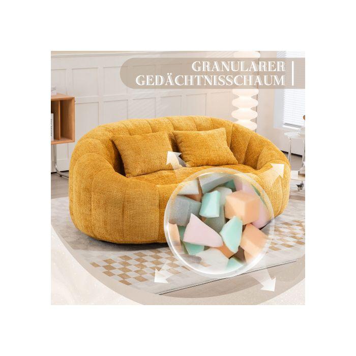 Диван-мешок Диван Ленивый диван Прочный Комфортный Реклайнер Акцентный Напольный Мягкое Кресло для отдыха из Желтой Шенили